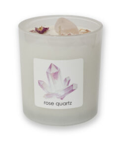 scented candle with rose quartz