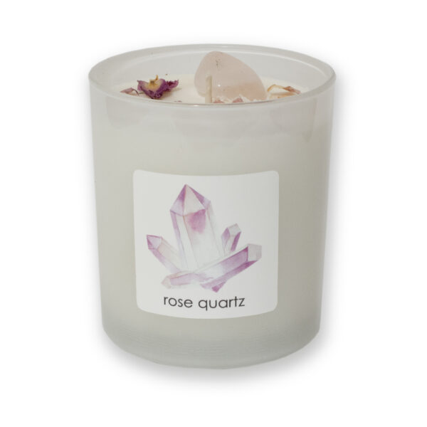 scented candle with rose quartz