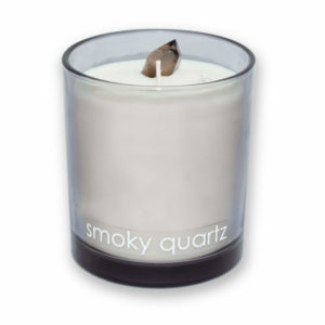 Smoky quartz scented candle in a glass