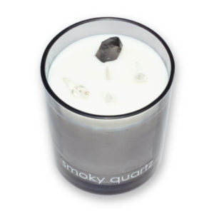 Smoky quartz scented candle in a glass